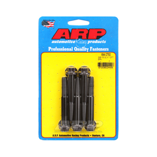 ARP Bolts, 12-Point Head, Chromoly Steel, Black Oxide, 3/8 in.-16 RH Thread, 2.750 in. UHL, Set of 5