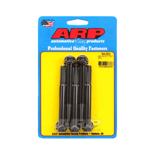 ARP Bolts, 12-Point Head, Chromoly Steel, Black Oxide, 3/8 in.-16 RH Thread, 3.500 in. UHL, Set of 5