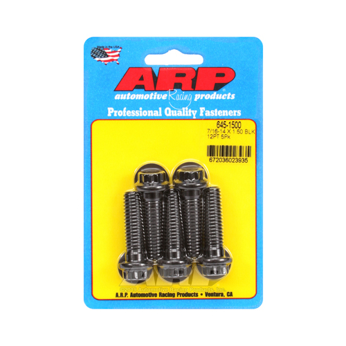 ARP Bolts, 12-Point, 8740 Chromoly, Black Oxide, 7/16 in.-14 RH Thread, 1.500 in. UHL, Set of 5