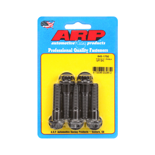 ARP Bolts, 12-Point Head, Chromoly Steel, Black Oxide, 7/16 in.-14 RH Thread, 1.750 in. UHL, Set of 5