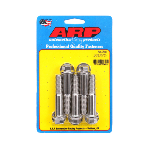 ARP Bolts, Stainless Steel 300, Polished, Hex Head, 1/2-13 in. Thread, 2.50 in. UHL, Set of 5