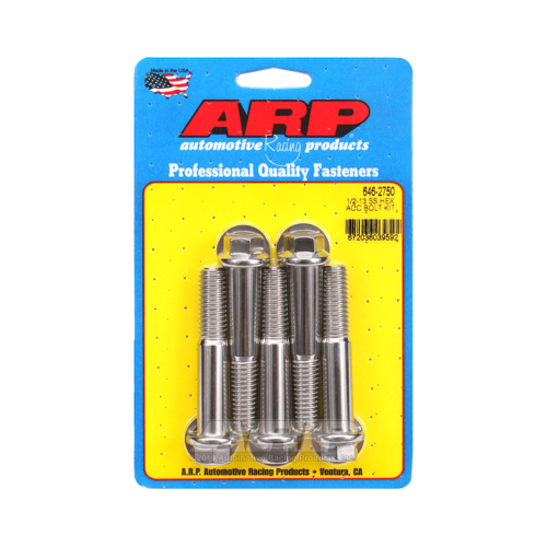 ARP Bolts, Stainless Steel 300, Polished, Hex Head, 1/2-13 in. Thread, 2.75 in. UHL, Set of 5