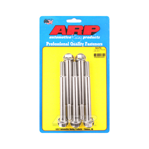 ARP Bolts, Stainless Steel 300, Polished, Hex Head, 1/2-13 in. Thread, 4.75 in. UHL, Set of 5