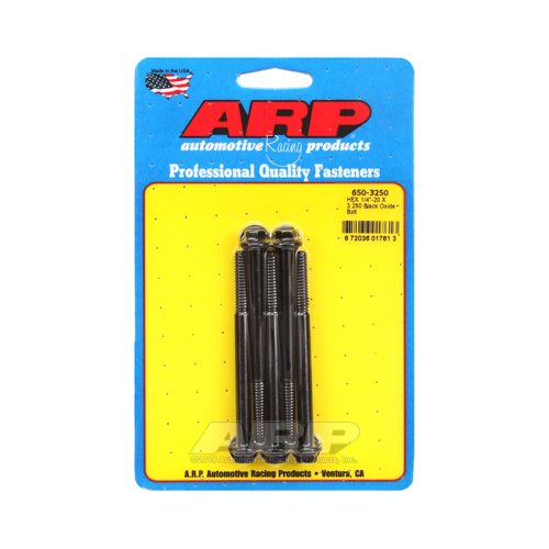 ARP Bolts, Hex Head, Custom 450, Black Oxide, 1/4 in.-20 RH Thread, 3.250 in. UHL, Set of 5