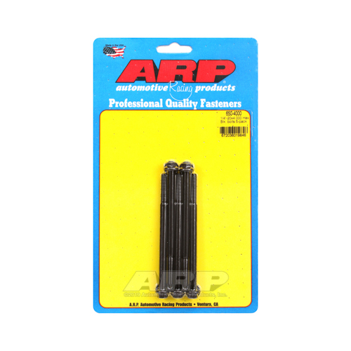 ARP Bolts, Hex Head, Custom 450, Black Oxide, 1/4 in.-20 RH Thread, 4.000 in. UHL, Set of 5