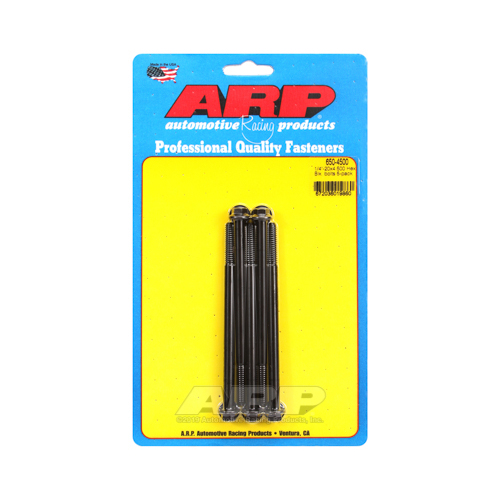 ARP Bolts, Hex Head, Custom 450, Black Oxide, 1/4 in.-20 RH Thread, 4.500 in. UHL, Set of 5