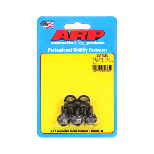 ARP Bolts, Hex Head, Custom 450, Black Oxide, 5/16 in.-18 RH Thread, 0.560 in. UHL, Set of 5