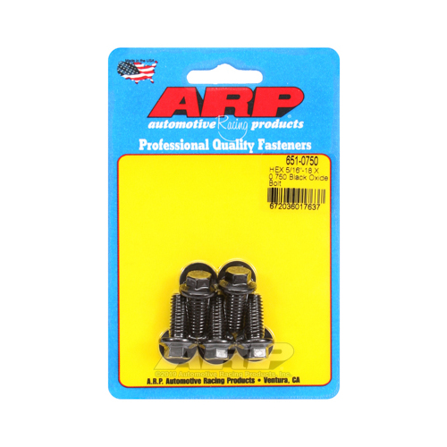ARP Bolts, Hex Head, Custom 450, Black Oxide, 5/16 in.-18 RH Thread, 0.750 in. UHL, Set of 5