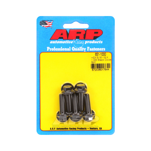 ARP Bolts, Hex Head, Custom 450, Black Oxide, 5/16 in.-18 RH Thread, 1.000 in. UHL, Set of 5