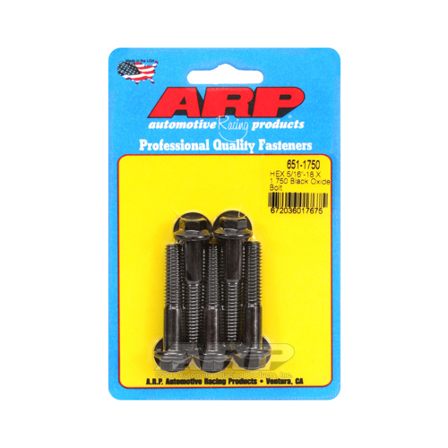 ARP Bolts, Hex Head, Custom 450, Black Oxide, 5/16 in.-18 RH Thread, 1.750 in. UHL, Set of 5