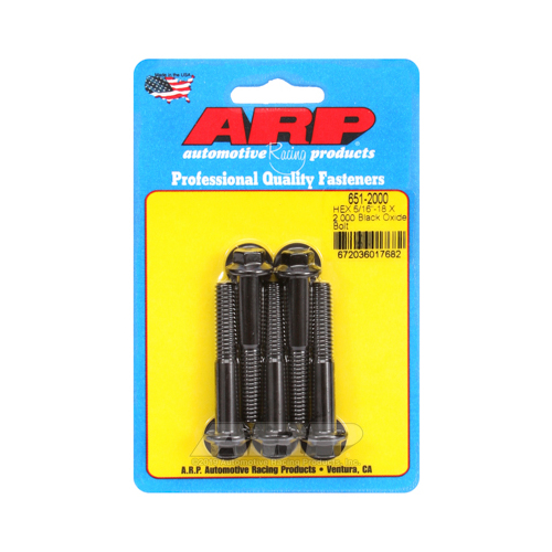 ARP Bolts, Hex Head, Custom 450, Black Oxide, 5/16 in.-18 RH Thread, 2.000 in. UHL, Set of 5