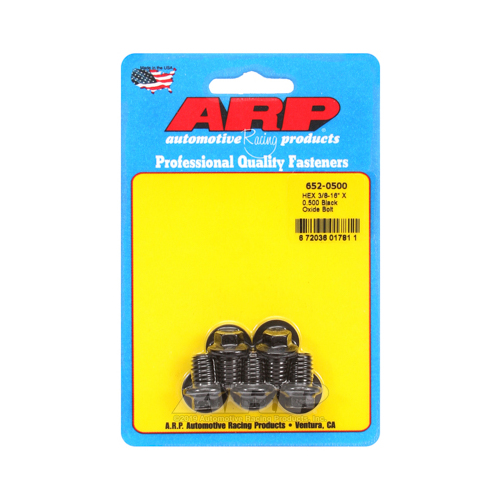 ARP Bolts, Hex Head, Custom 450, Black Oxide, 3/8 in.-16 RH Thread, 0.500 in. UHL, Set of 5