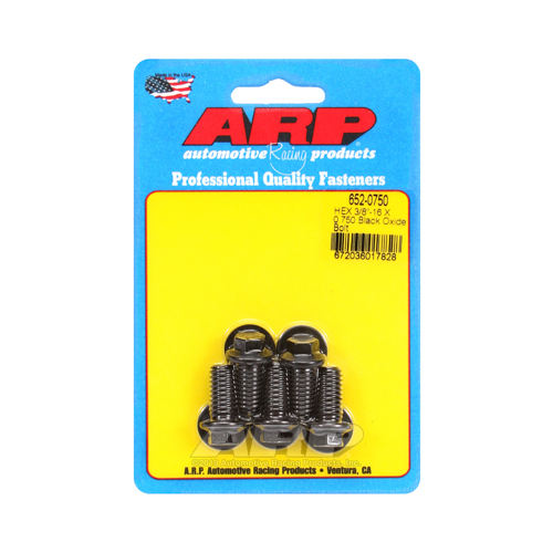 ARP Bolts, Hex Head, Custom 450, Black Oxide, 3/8 in.-16 RH Thread, 0.750 in. UHL, Set of 5