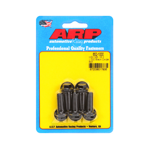 ARP Bolts, Hex Head, Custom 450, Black Oxide, 3/8 in.-16 RH Thread, 1.000 in. UHL, Set of 5