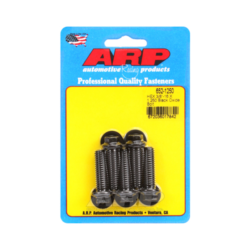 ARP Bolts, Hex Head, Custom 450, Black Oxide, 3/8 in.-16 RH Thread, 1.250 in. UHL, Set of 5