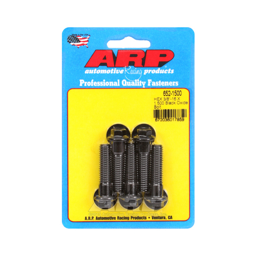 ARP Bolts, Hex Head, Custom 450, Black Oxide, 3/8 in.-16 RH Thread, 1.500 in. UHL, Set of 5