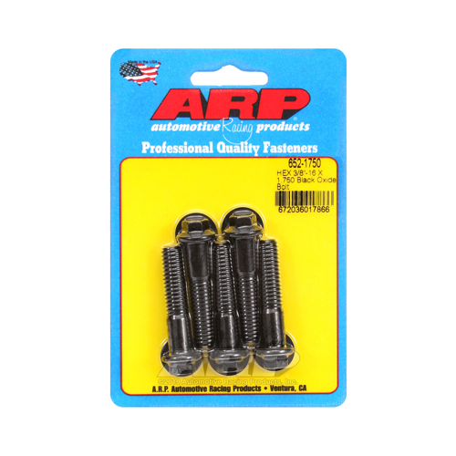 ARP Bolts, Hex Head, Custom 450, Black Oxide, 3/8 in.-16 RH Thread, 1.750 in. UHL, Set of 5