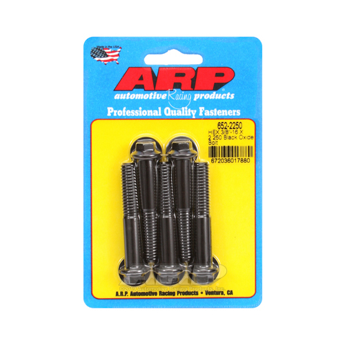 ARP Bolts, Hex Head, Custom 450, Black Oxide, 3/8 in.-16 RH Thread, 2.250 in. UHL, Set of 5