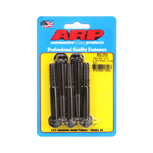 ARP Bolts, Hex Head, Custom 450, Black Oxide, 3/8 in.-16 RH Thread, 2.750 in. UHL, Set of 5