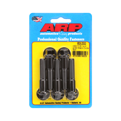 ARP Bolts, Hex Head, Custom 450, Black Oxide, 7/16 in.-14 RH Thread, 2.000 in. UHL, Set of 5