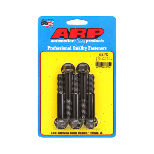 ARP Bolts, Hex Head, Custom 450, Black Oxide, 7/16 in.-14 RH Thread, 2.750 in. UHL, Set of 5