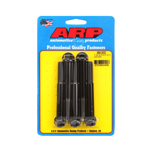 ARP Bolts, Hex Head, Chromoly, Black Oxide, 7/16-14 in. Thread, 3.5 in. UHL, Set of 5