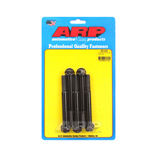 ARP Bolts, Hex Head, Chromoly Steel, Black Oxide, 7/16 in.-14 RH Thread, 4.000 in. UHL, Set of 5