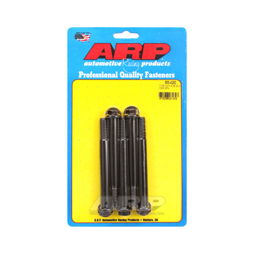 ARP Bolts, Hex Head, Chromoly Steel, Black Oxide, 7/16 in.-14 RH Thread, 4.250 in. UHL, Set of 5