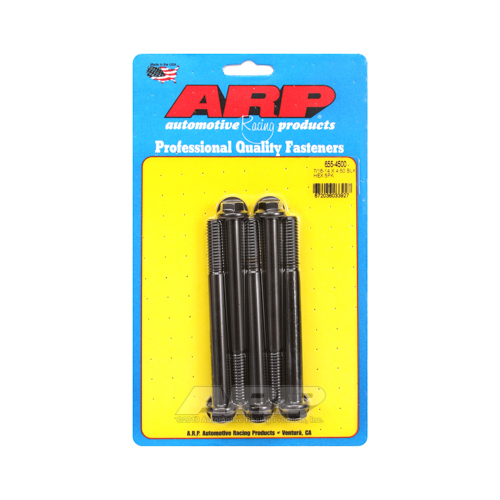 ARP Bolts, Hex Head, Chromoly Steel, Black Oxide, 7/16 in.-14 RH Thread, 4.500 in. UHL, Set of 5