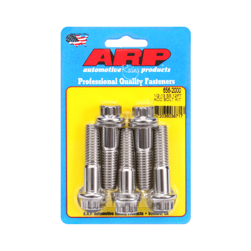 ARP Bolts, Stainless Steel 300, Polished, 12-Point Head, 1/2-13 in. Thread, 2.00 in. UHL, Set of 5