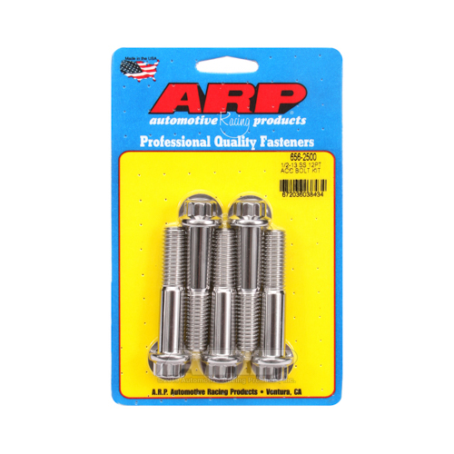 ARP Bolts, Stainless Steel, 12-Point Head, 1/2 in.-13 Thread, 2.500 in. UHL, Set of 5