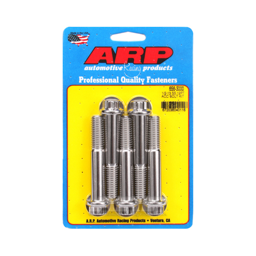 ARP Bolts, Stainless Steel 300, Polished, 12-Point Head, 1/2-13 in. Thread, 3.00 in. UHL, Set of 5