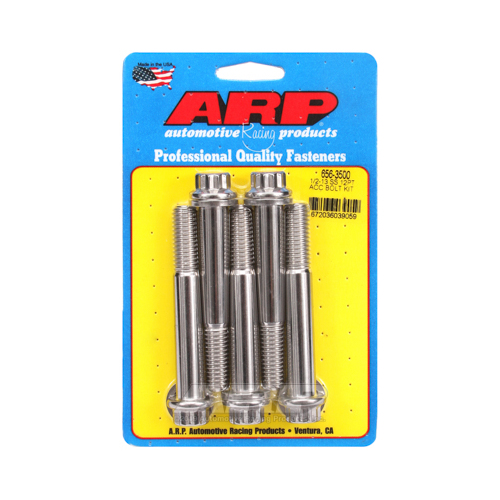 ARP Bolts, 12-point Head, 180, 000psi, Stainless Steel, Polished, 1/2-13 in. Thread, 3.50 in. UHL, Set of 5