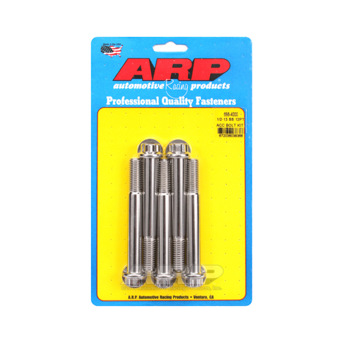 ARP Bolts, Stainless Steel 300, Polished, 12-Point Head, 1/2-13 in. Thread, 4.00 in. UHL, Set of 5