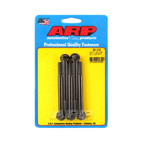 ARP Bolts, Hex Head, Chromoly Steel, Black Oxide, 8mm x 1.25 RH Thread, 85mm UHL, Set of 5