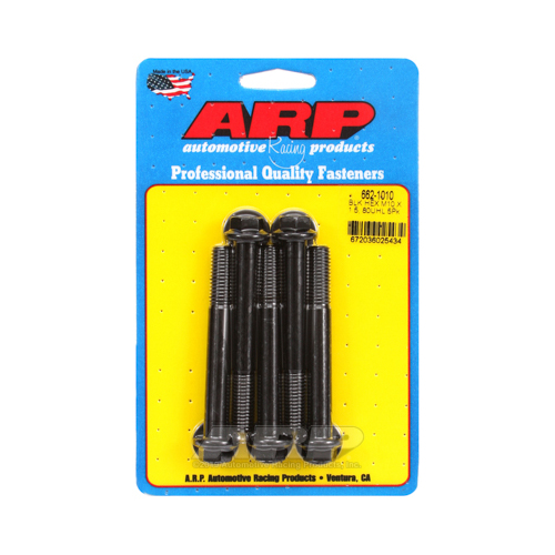 ARP Bolts, Hex Head, Chromoly Steel, Black Oxide, 10mm x 1.50 RH Thread, 80mm UHL, Set of 5