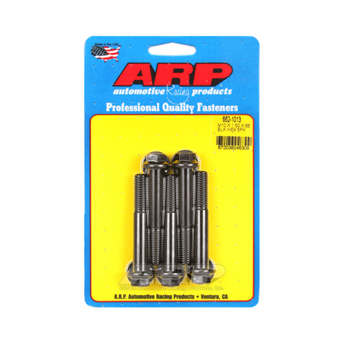 ARP Bolts, Hex Head, Chromoly Steel, Black Oxide, 10mm x 1.50 RH Thread, 65mm UHL, Set of 5