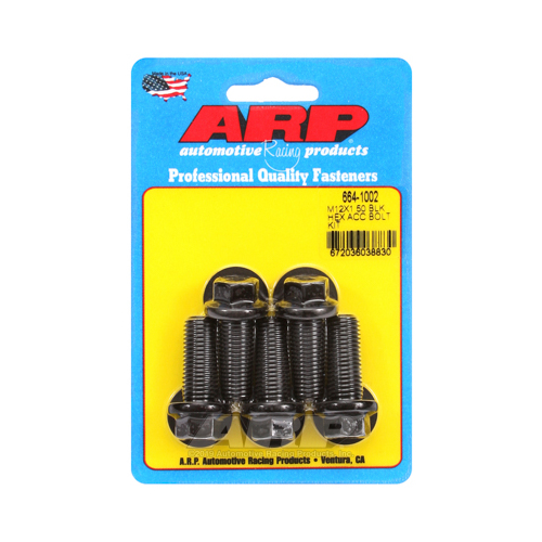 ARP Bolts, 8740 Chromoly, Black Oxide, Hex Head, 12mm x 1.50 Thread, 30mm UHL, Set of 5