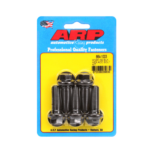 ARP Bolts, 8740 Chromoly, Black Oxide, Hex Head, 12mm x 1.50 Thread, 35mm UHL, Set of 5