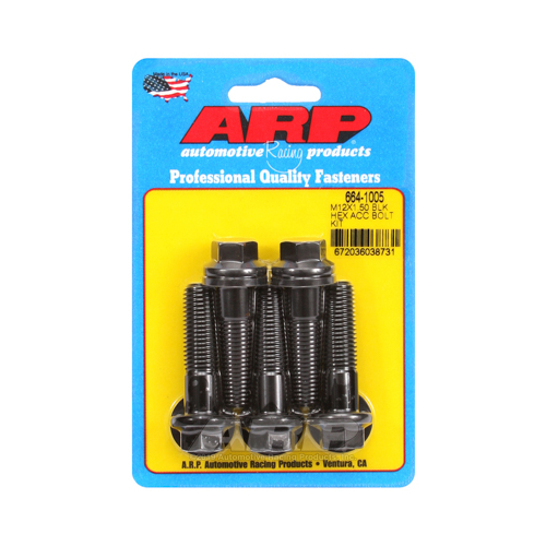 ARP Bolts, 8740 Chromoly, Black Oxide, Hex Head, 12mm x 1.50 Thread, 45mm UHL, Set of 5