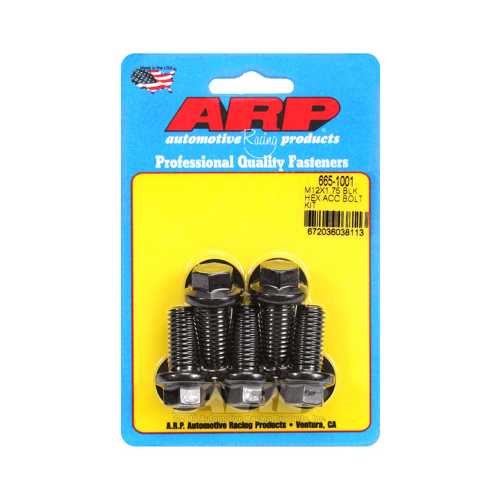 ARP Bolts, 8740 Chromoly, Black Oxide, Hex Head, 12mm x 1.75 Thread, 25mm UHL, Set of 5