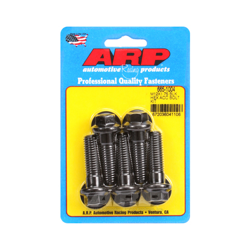 ARP Bolts, 8740 Chromoly, Black Oxide, Hex Head, 12mm x 1.75 Thread, 40mm UHL, Set of 5