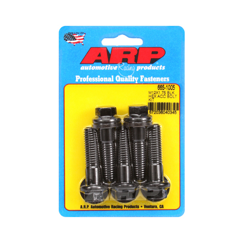 ARP Bolts, 8740 Chromoly, Black Oxide, Hex Head, 12mm x 1.75 Thread, 45mm UHL, Set of 5