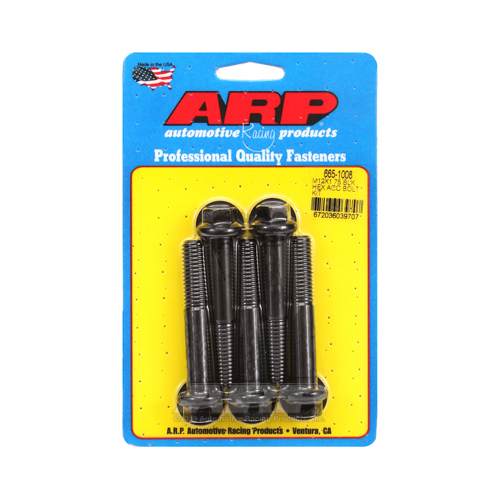 ARP Bolts, 8740 Chromoly, Black Oxide, Hex Head, 12mm x 1.75 Thread, 70mm UHL, Set of 5
