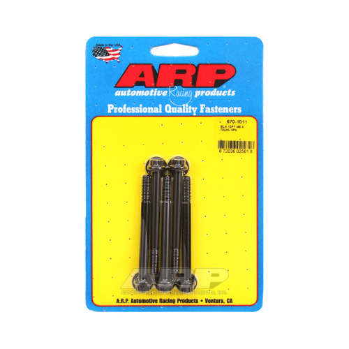 ARP Bolts, 12-Point Head, Chromoly Steel, Black Oxide, 6mm x 1.00 RH Thread, 70mm UHL, Set of 5