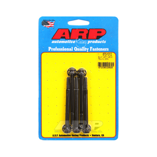 ARP Bolts, 12-Point Head, Chromoly Steel, Black Oxide, 6mm x 1.00 RH Thread, 75mm UHL, Set of 5