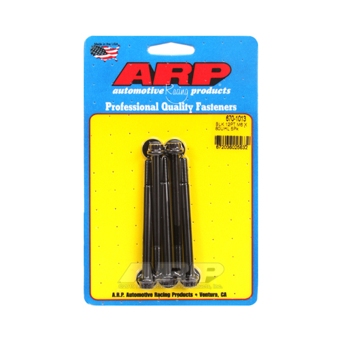 ARP Bolts, 12-Point Head, Chromoly Steel, Black Oxide, 6mm x 1.00 RH Thread, 80mm UHL, Set of 5
