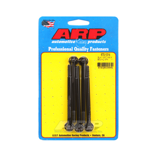 ARP Bolts, 12-Point Head, Chromoly Steel, Black Oxide, 6mm x 1.00 RH Thread, 90mm UHL, Set of 5
