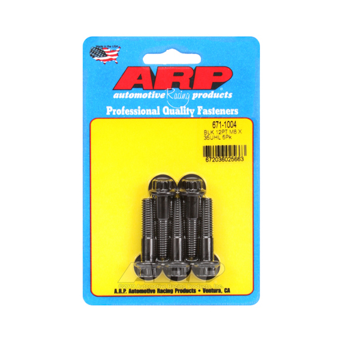 ARP Bolts, 12-Point Head, Chromoly Steel, Black Oxide, 8mm x 1.25 RH Thread, 35mm UHL, Set of 5