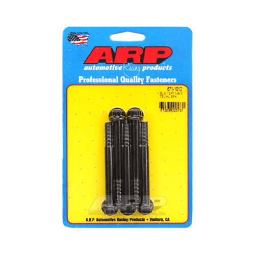 ARP Bolts, 12-Point Head, Chromoly Steel, Black Oxide, 8mm x 1.25 RH Thread, 75mm UHL, Set of 5